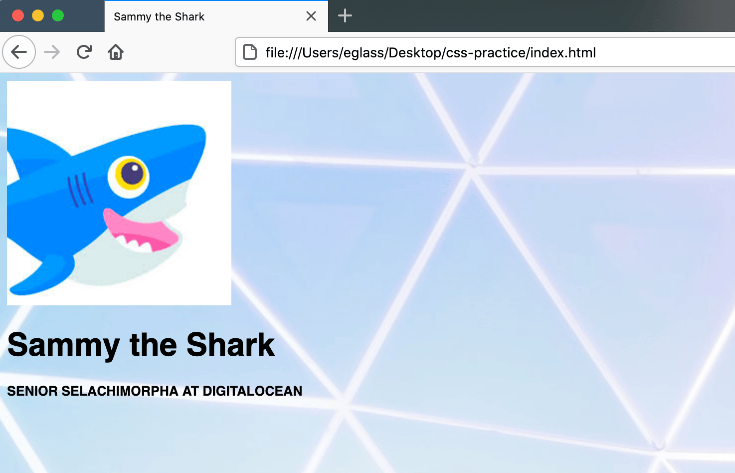Webpage with profile image, title, and subtitle