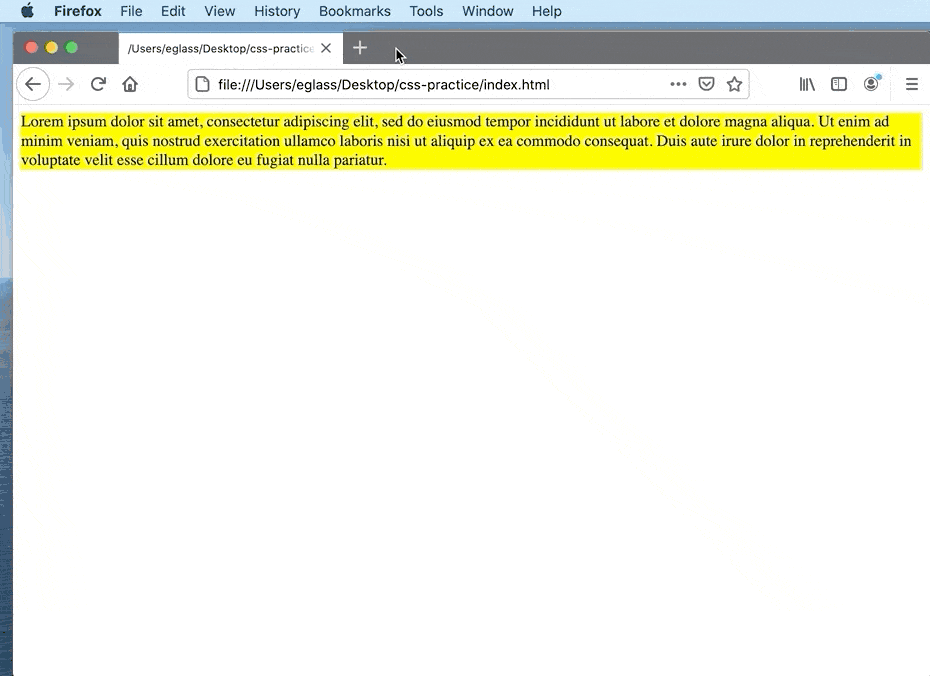 Gif of using Firefox Web Developer tools to view the box model of an element