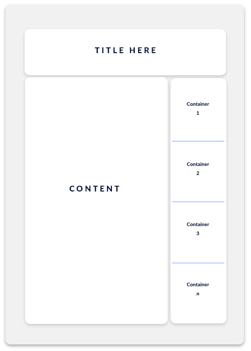 Diagram of the desired layout with a content section on the left and a sidebar section on the right with multiple items in the sidebar.