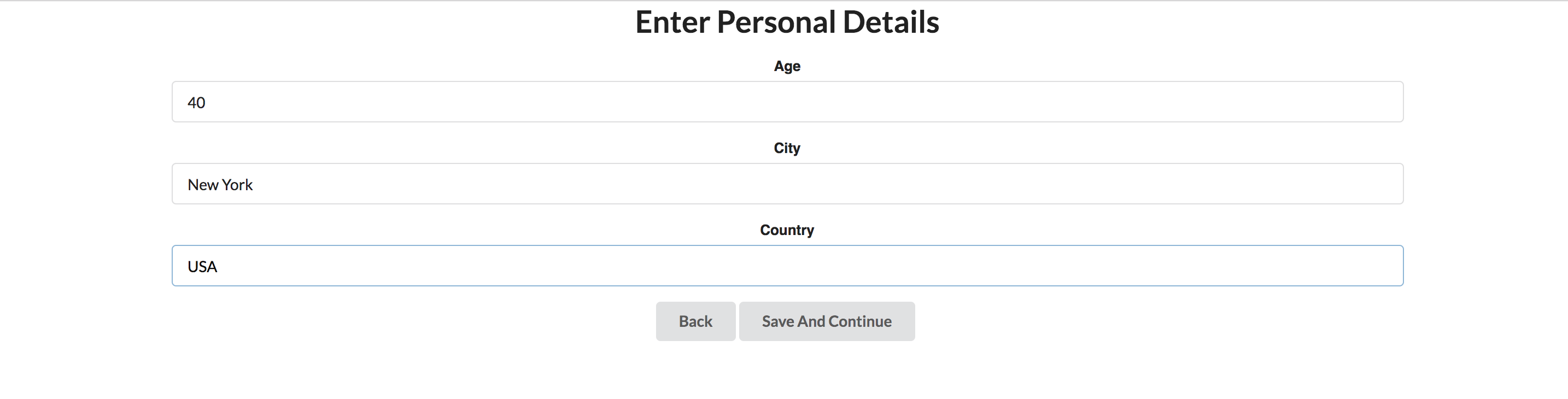Personal Details Section