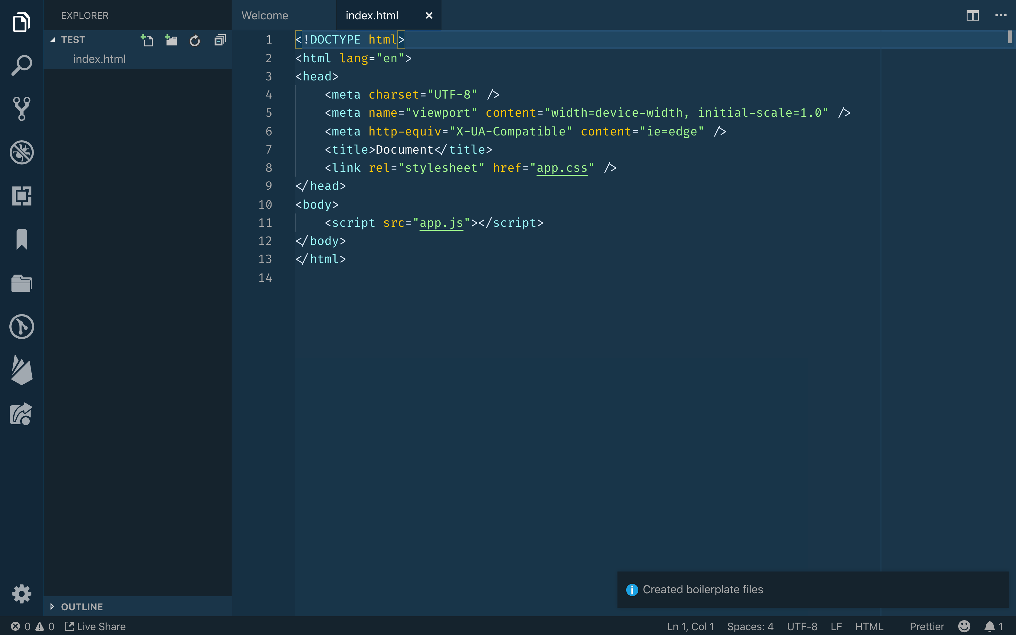 The newly generated index.html file