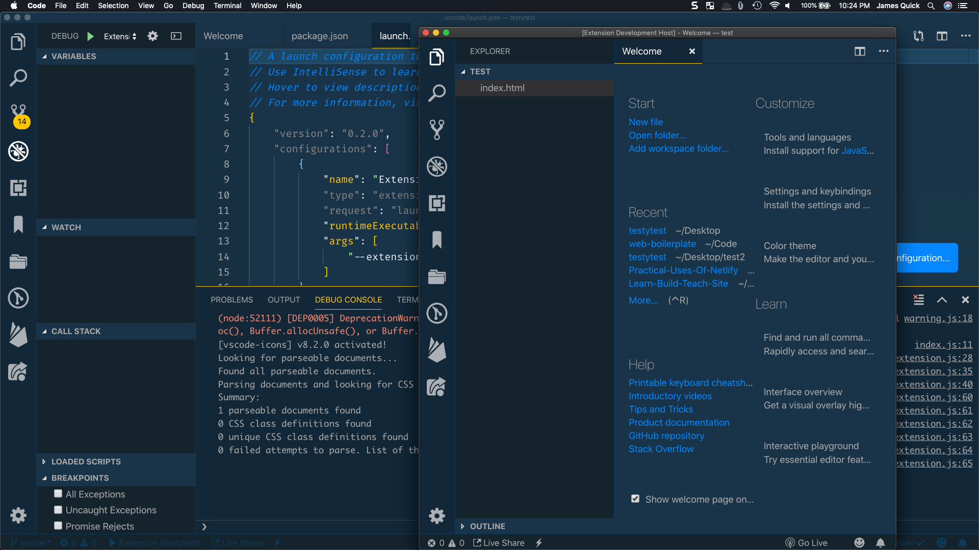 Debug instance opened up