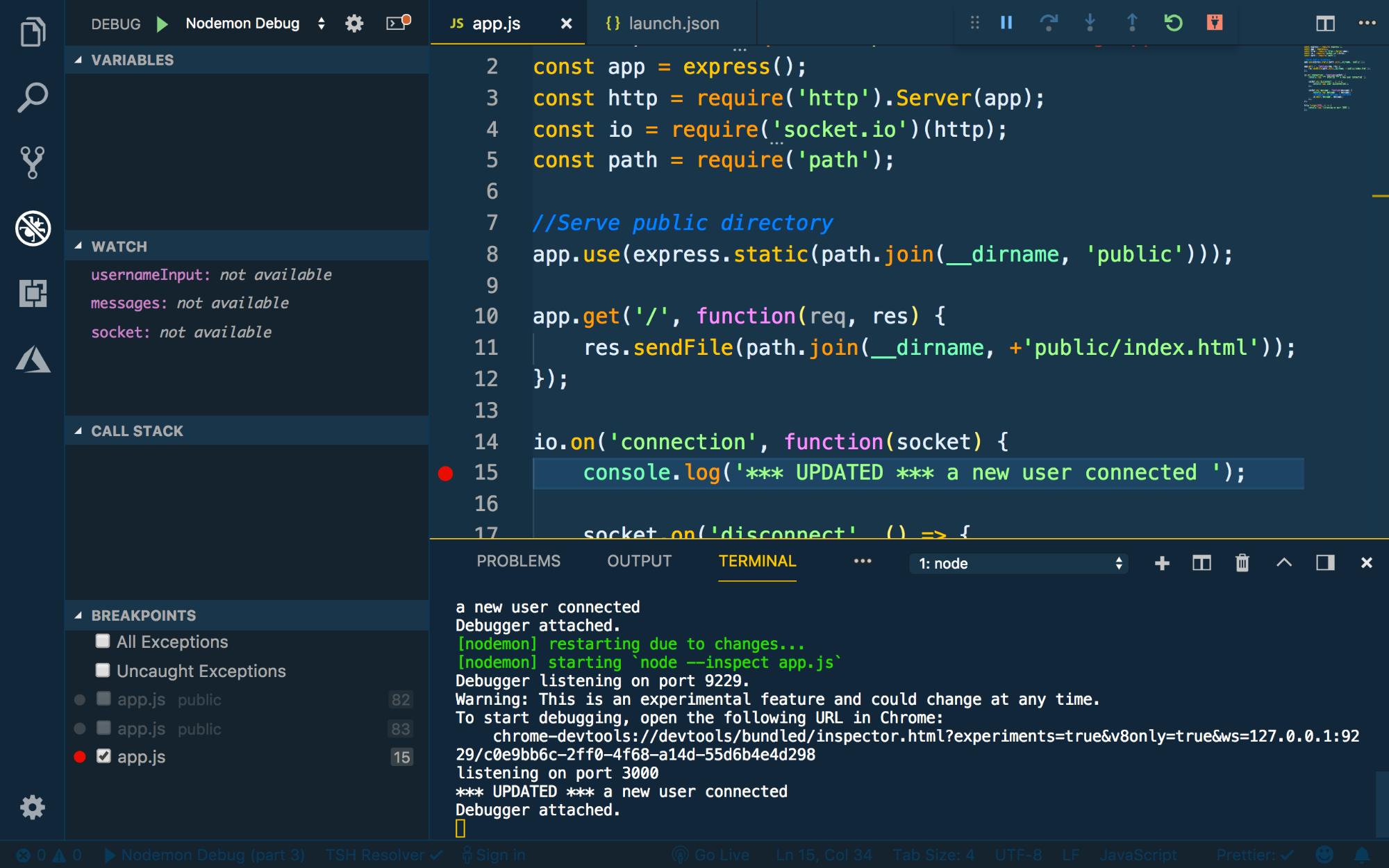 Debugger reconnecting when the server restarts