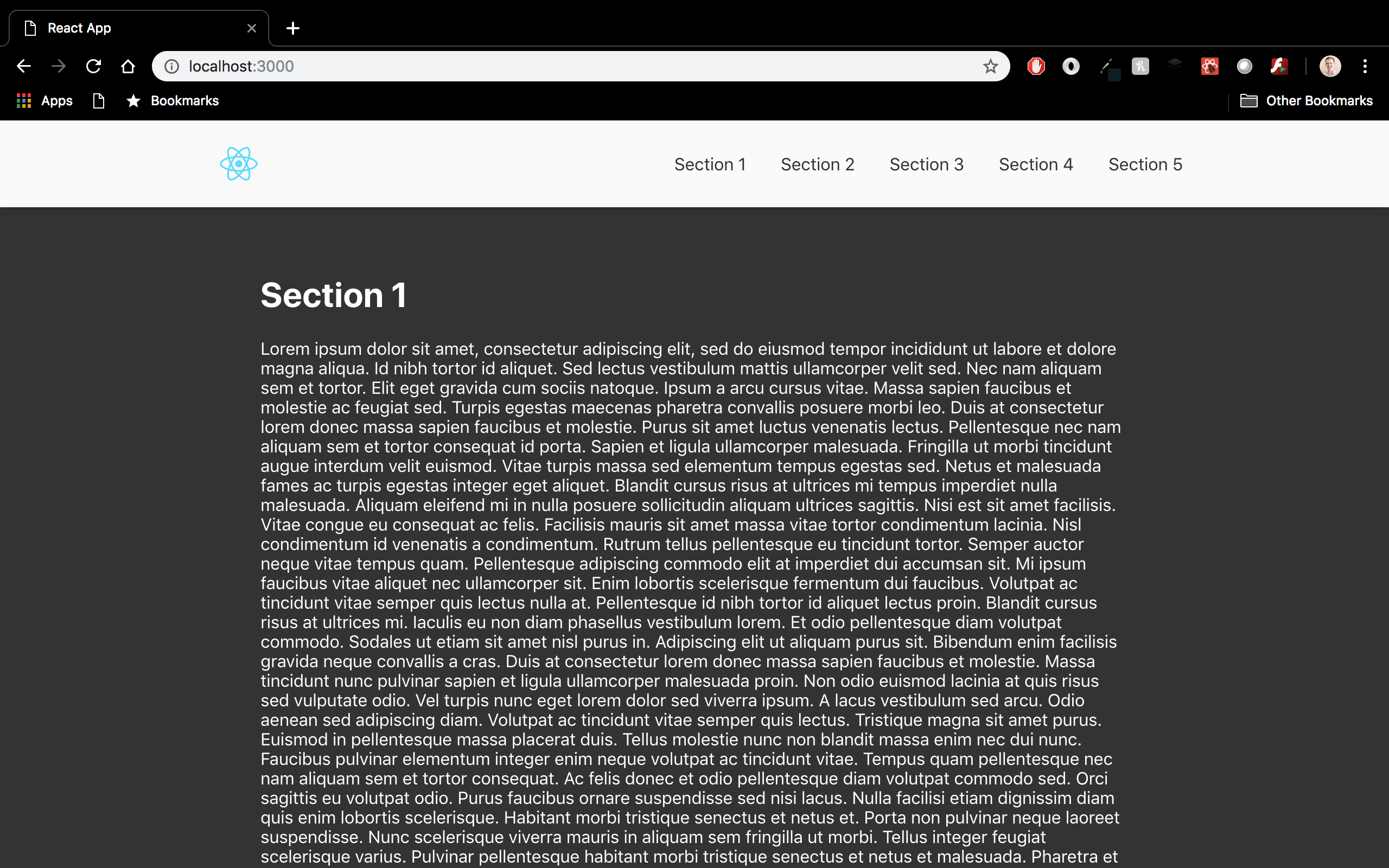 Screenshot of app in browser