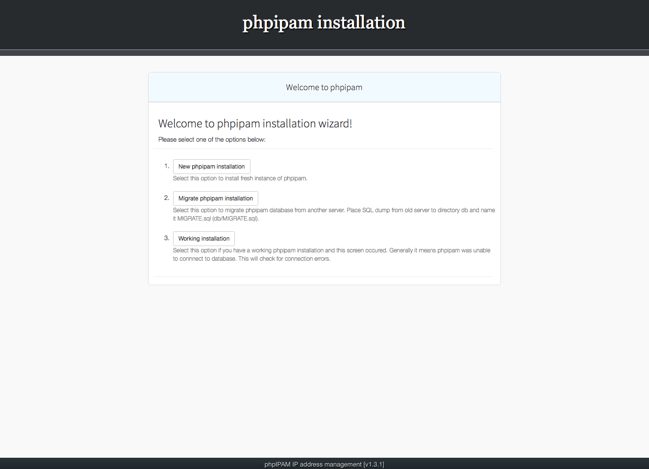 Installing phpIPAM, step 1