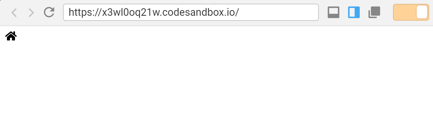 Code-Sandbox mit angezeigtem Home-Symbol