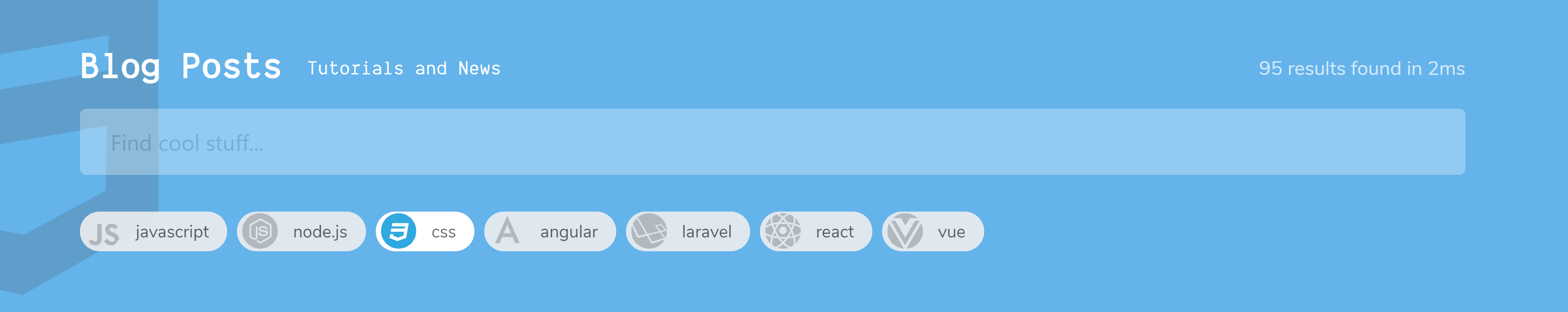 Erneut die Tag-Filter, aber jetzt mit einem blauen Hintergrund