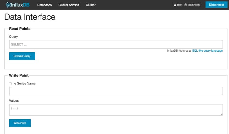 InfluxDB Data UI Screen