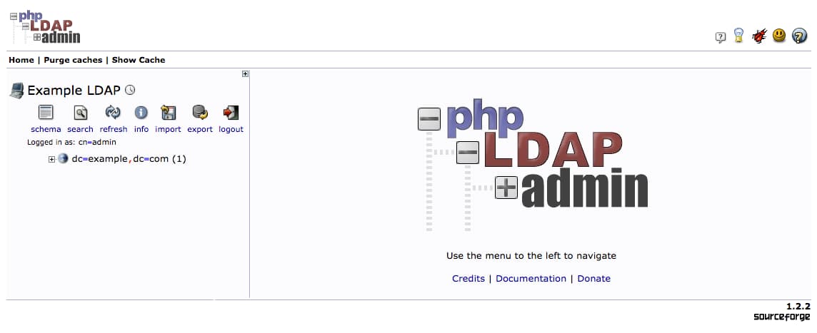 phpLDAPadmin main page
