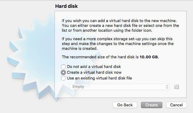 Create Hard Disk Window