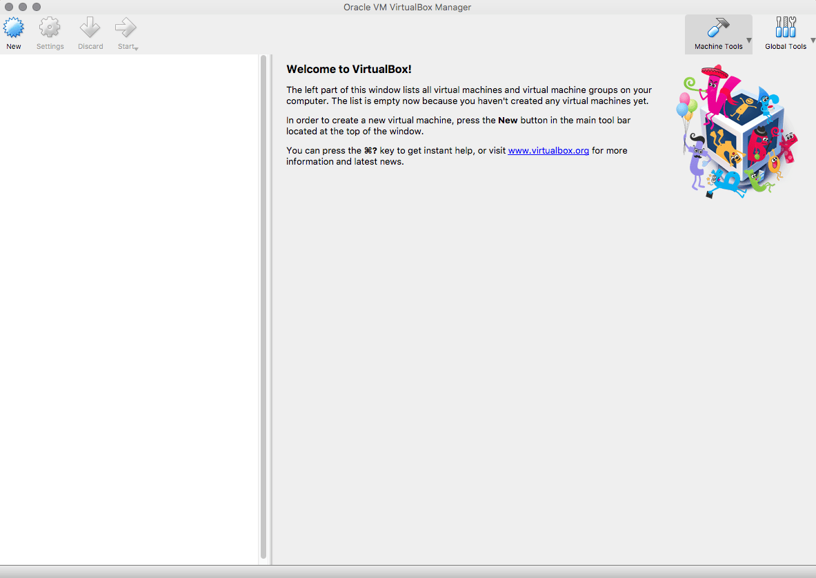VirtualBox Welcome Screen
