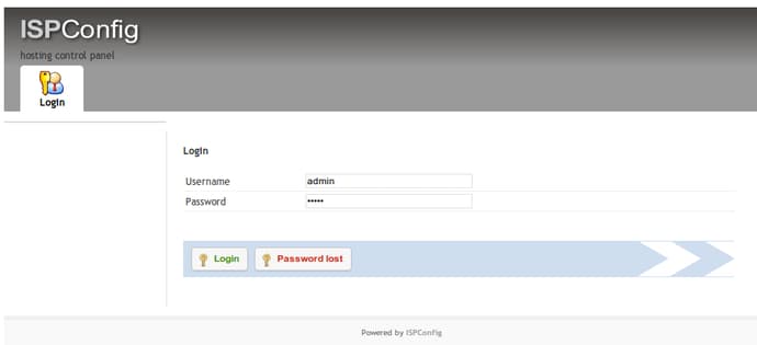 ISPConfig login screen