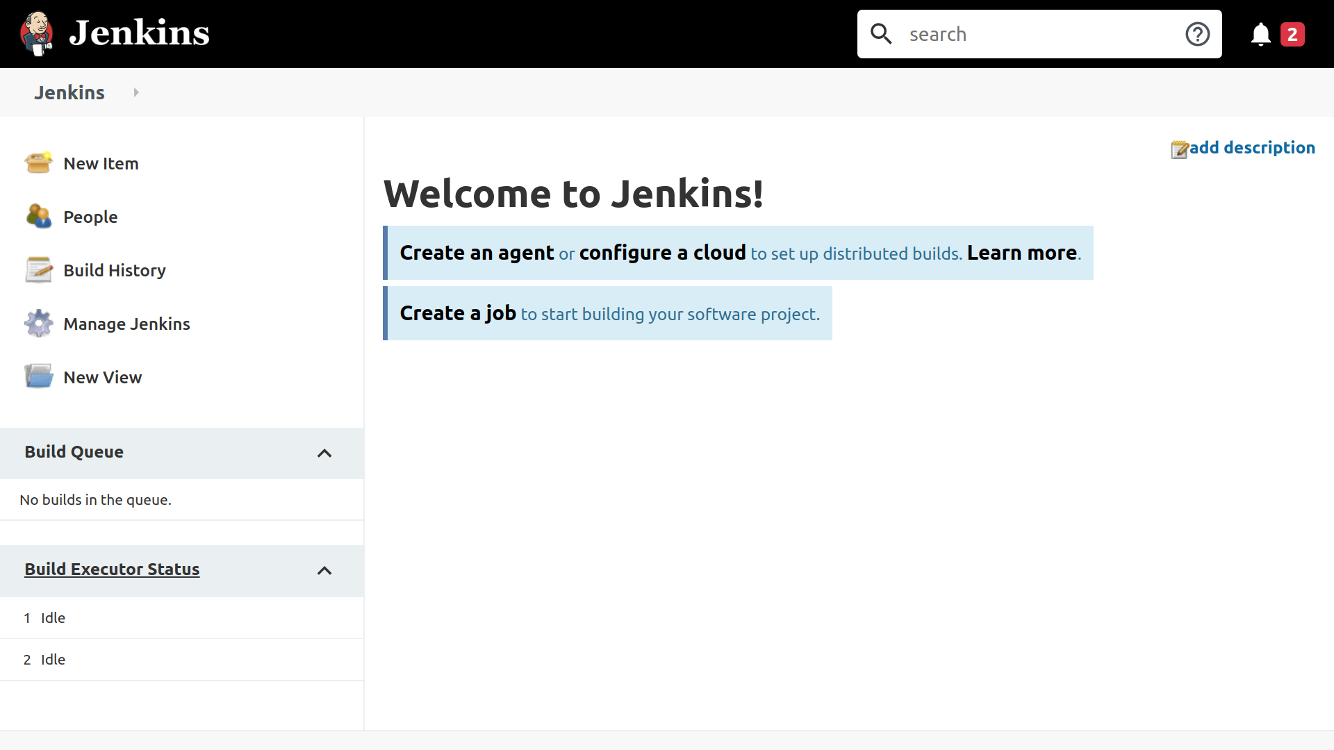 The Jenkins dashboard