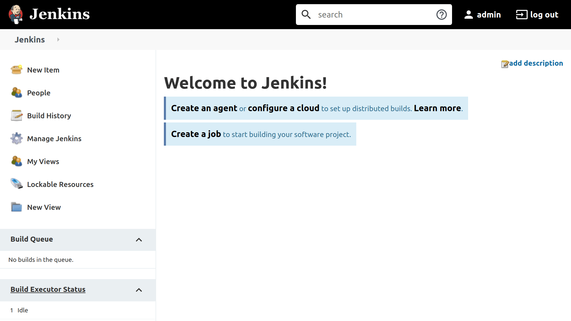Jenkins dashboard showing no issues