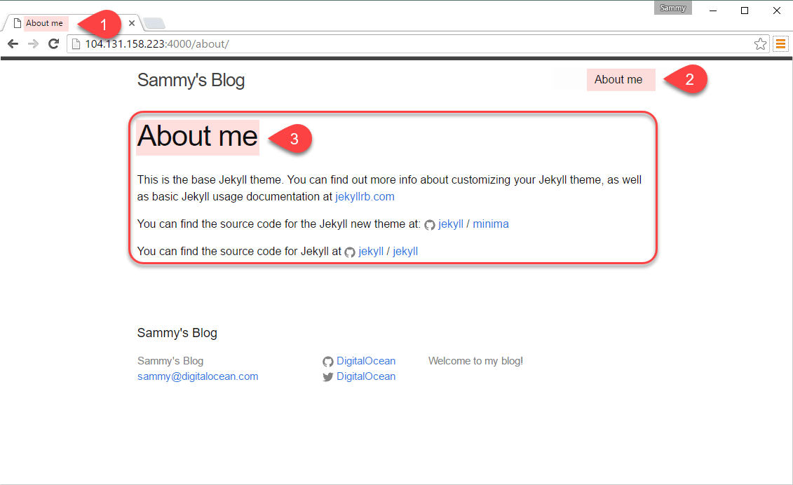 Screenshot with the about.md with title changes highlighted