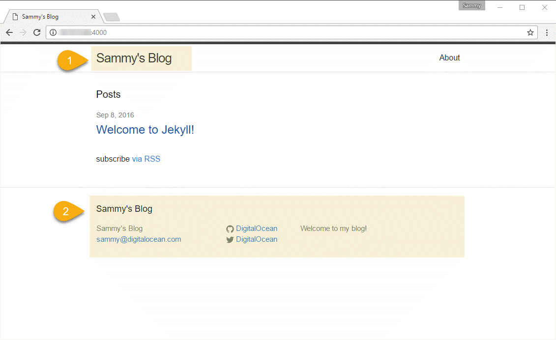 Screenshot with changes made in the _confg.yml file highlighted