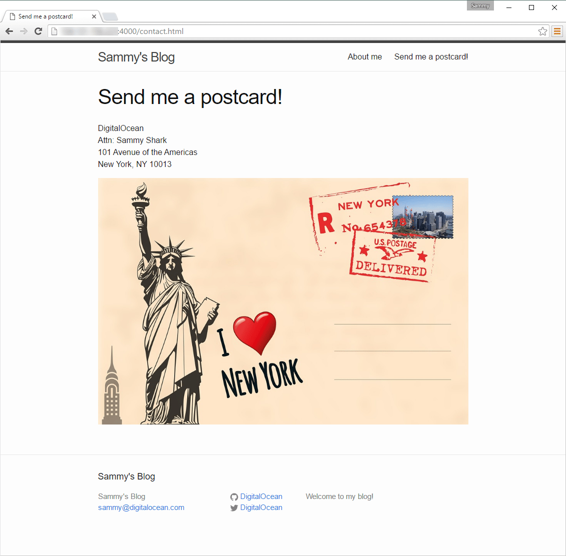 Screenshot of the new Contact page