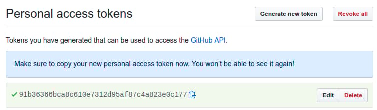 GitHub view new token