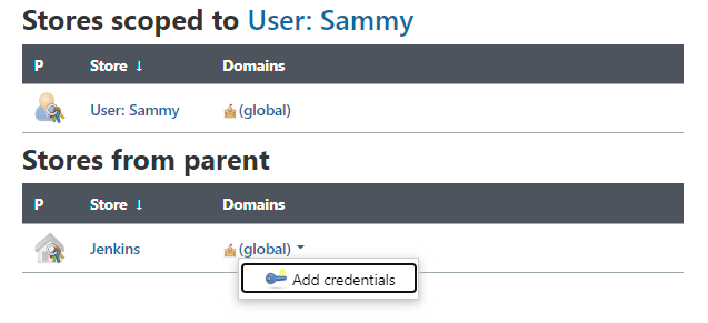 Jenkins add credentials button