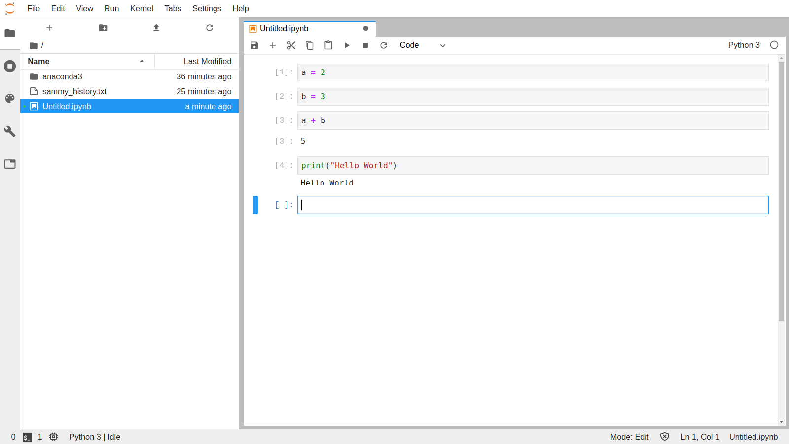 JupyterLab interface after login