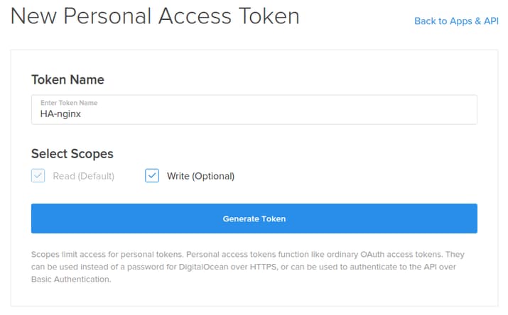 DigitalOcean make new token