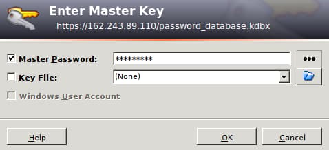 KeePass2 master password