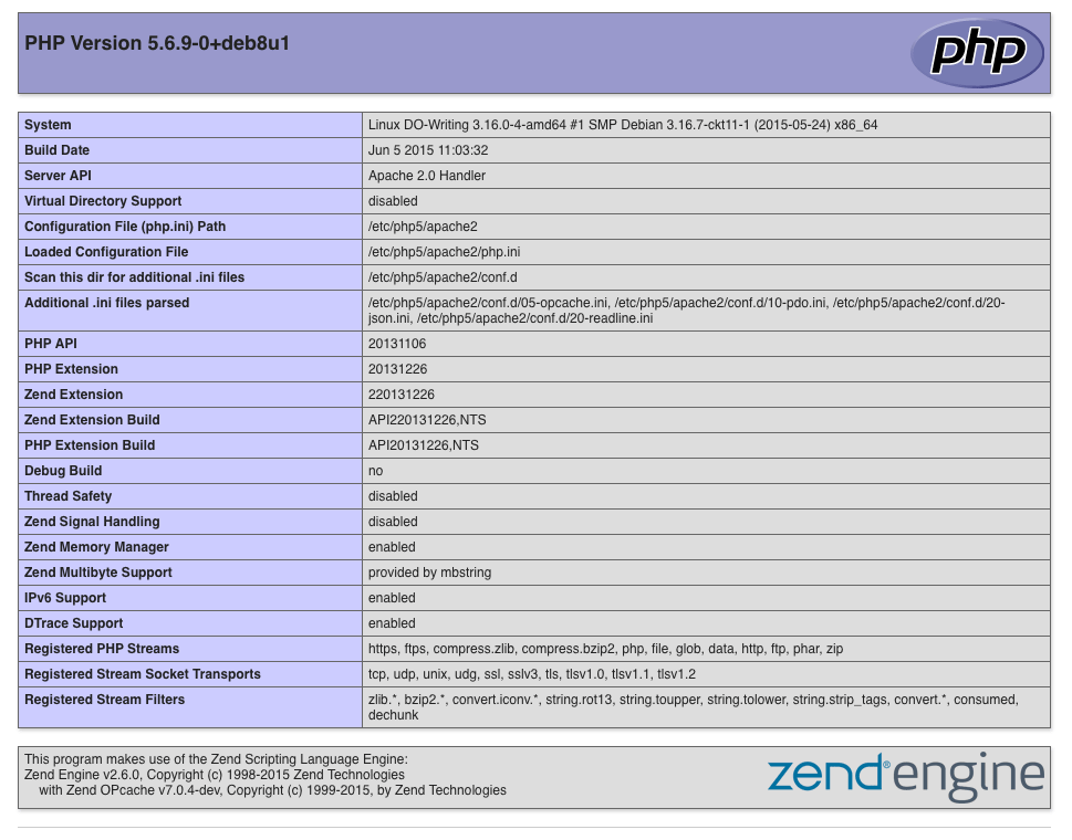 PHP Information Page