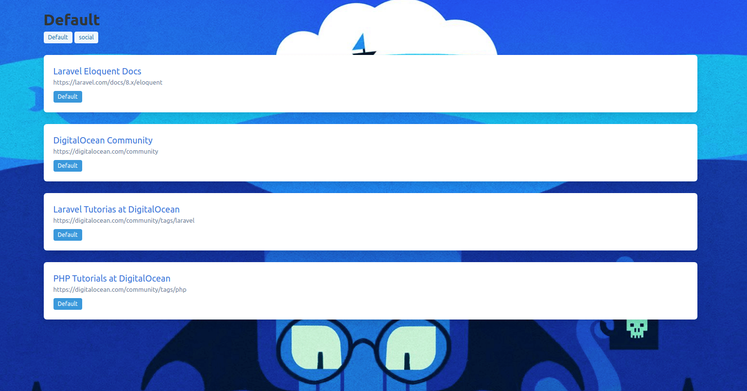 Default Link List showing links ordered by creation date, in descending order - from newest to oldest