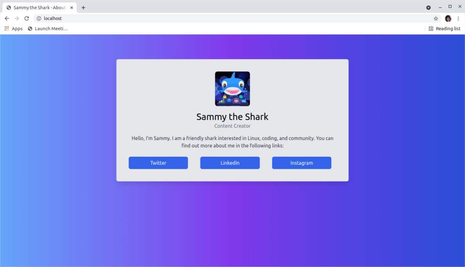 Final result - Laravel about me page with Tailwind