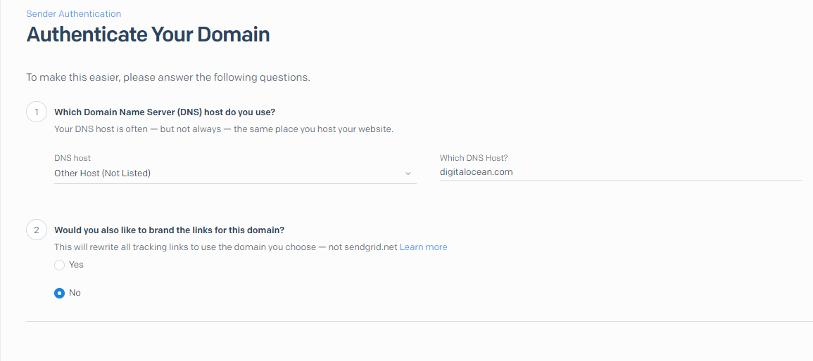 SendGrid choose DNS host