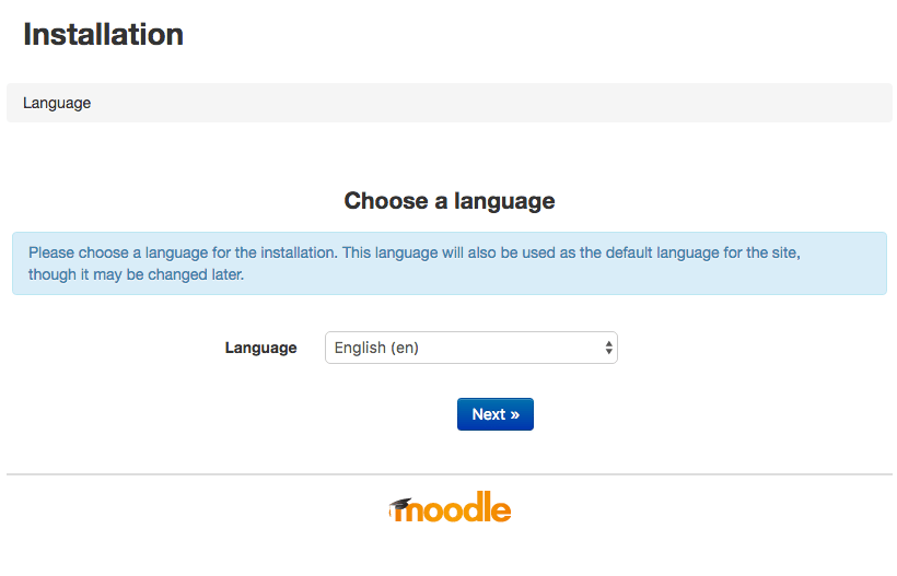Initial Moodle Setup Screen