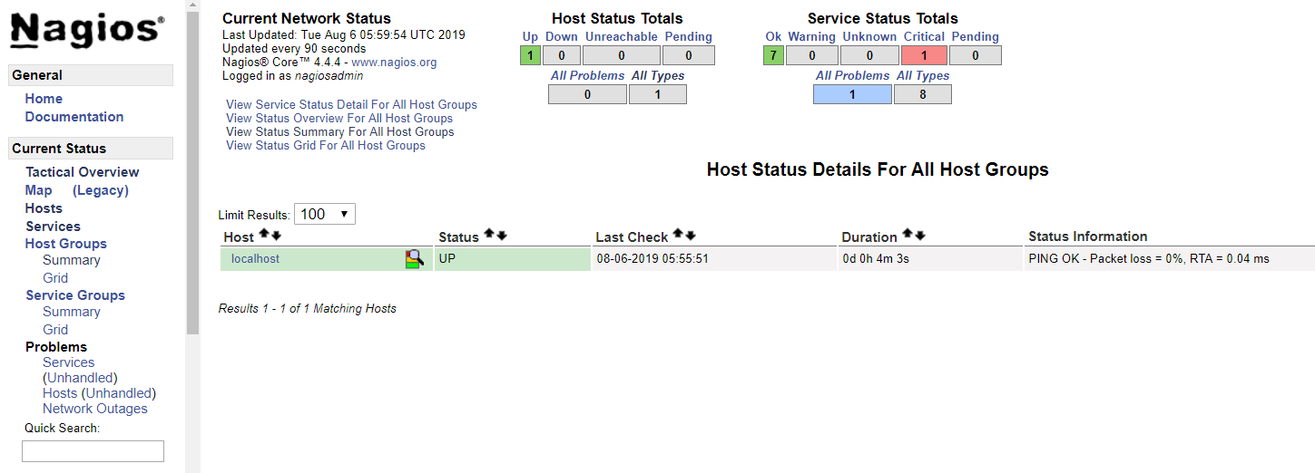 Nagios Hosts Page