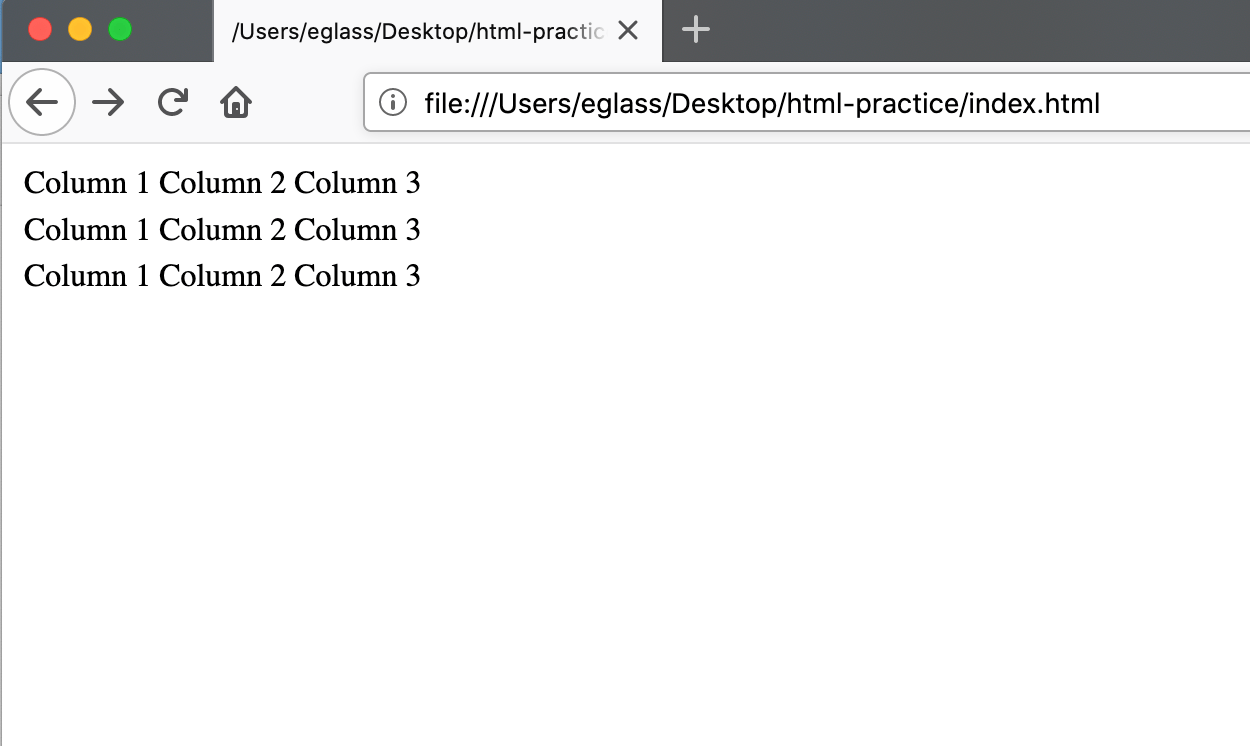 3 Columns and 3 Rows Table