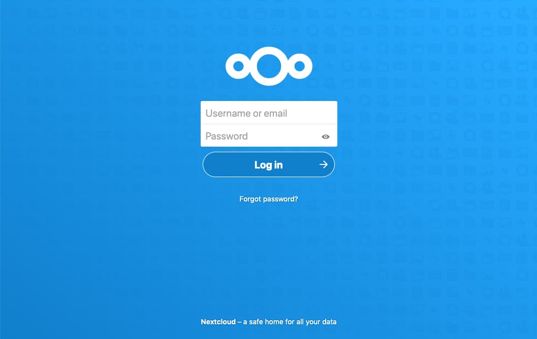 Nextcloud login page