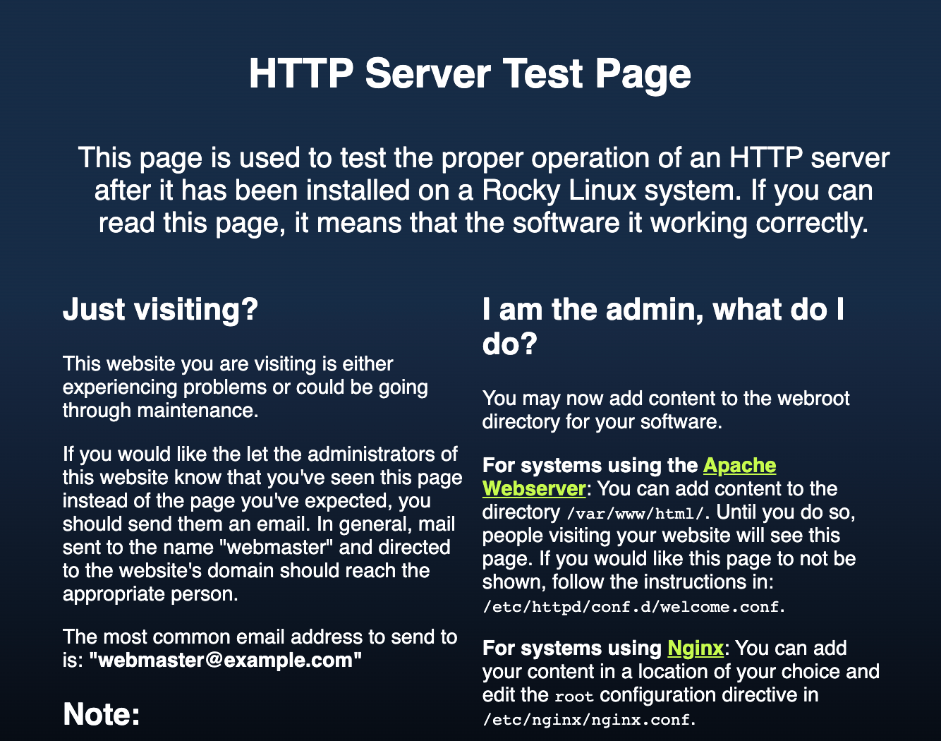 Nginx default page
