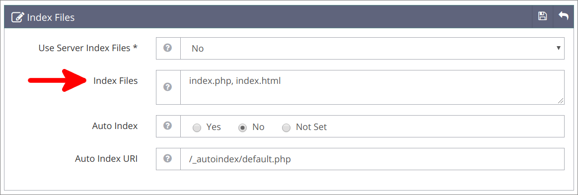 Virtual Hosts index files changes
