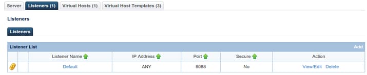 OpenLiteSpeed list of listeners