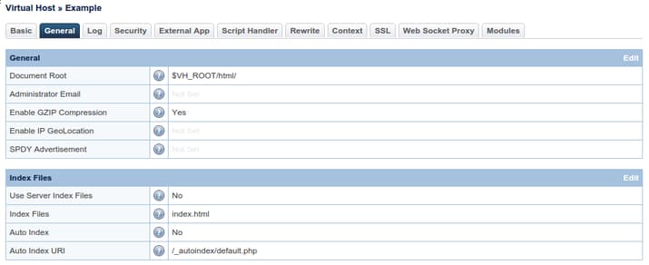OpenLiteSpeed edit index files