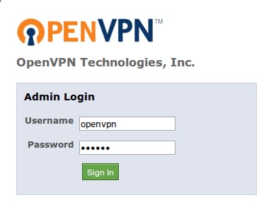 OpenVPN access admin login