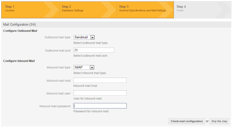 Mail configuration