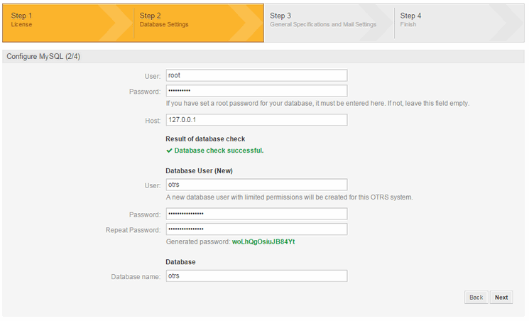 Configure MySQL Check successful