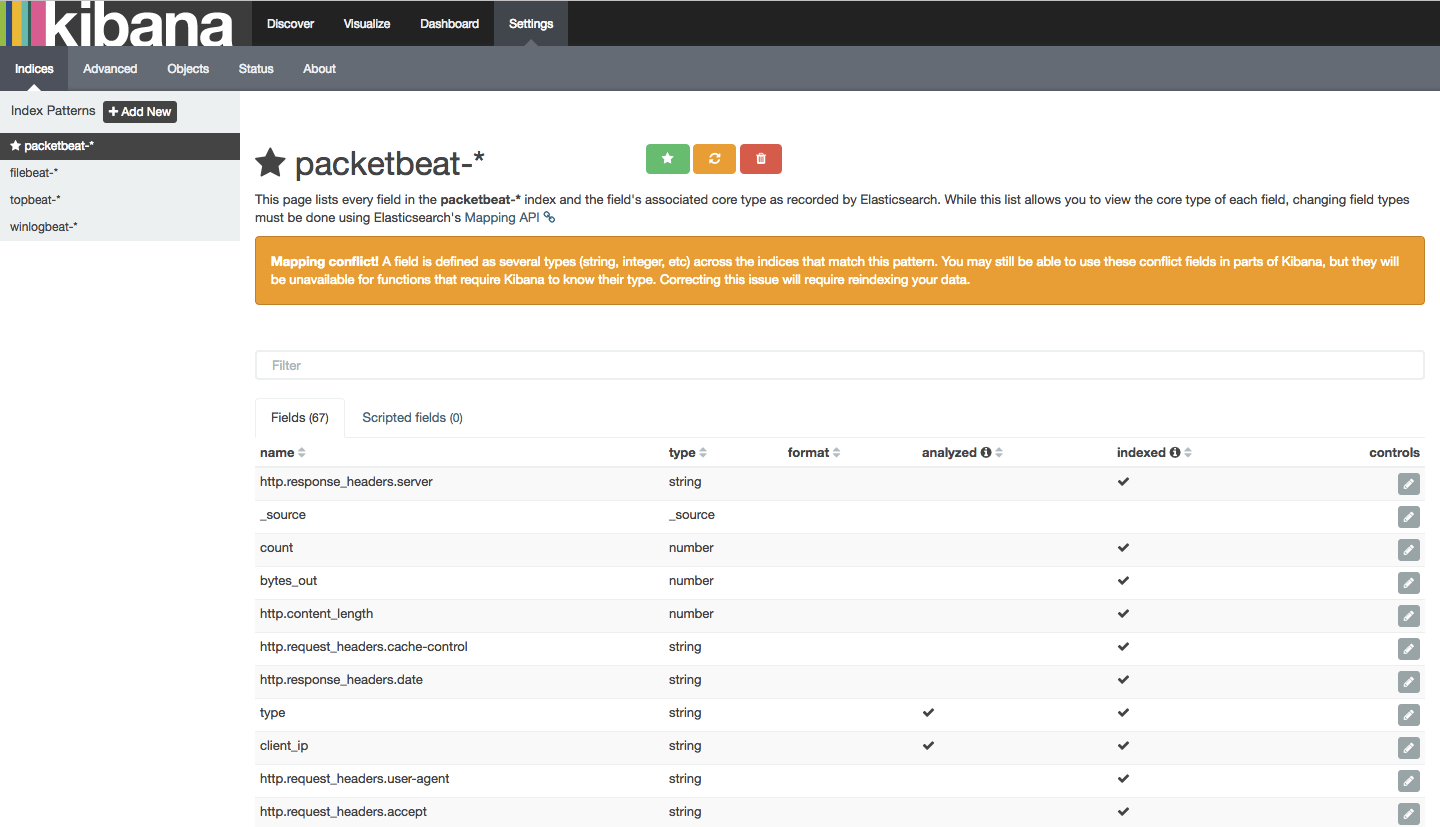Select Packetbeat Index Pattern