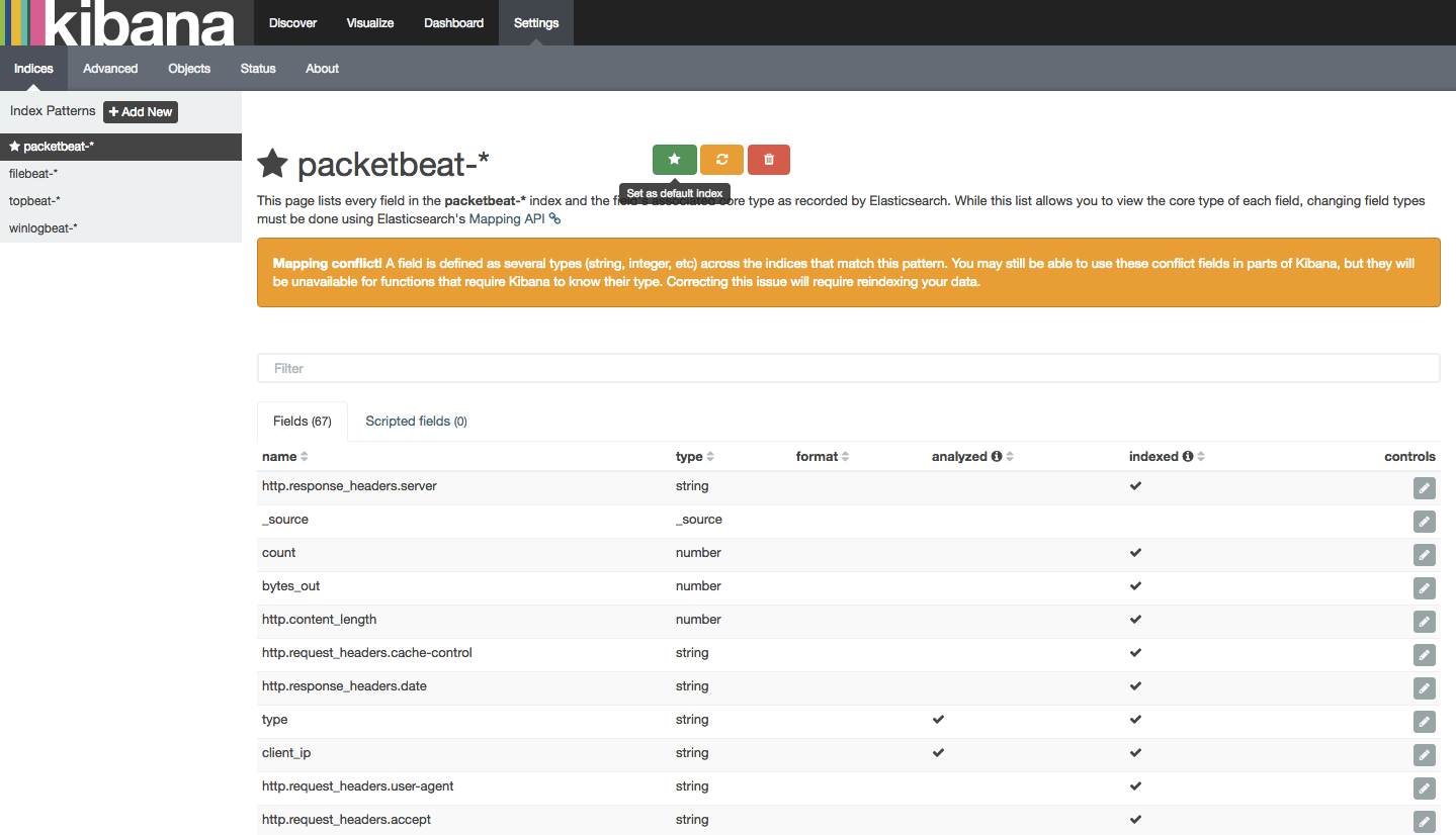 Select Packetbeat Index Pattern