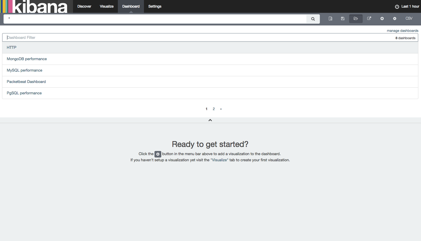 View Example Packetbeat Dashboard Types