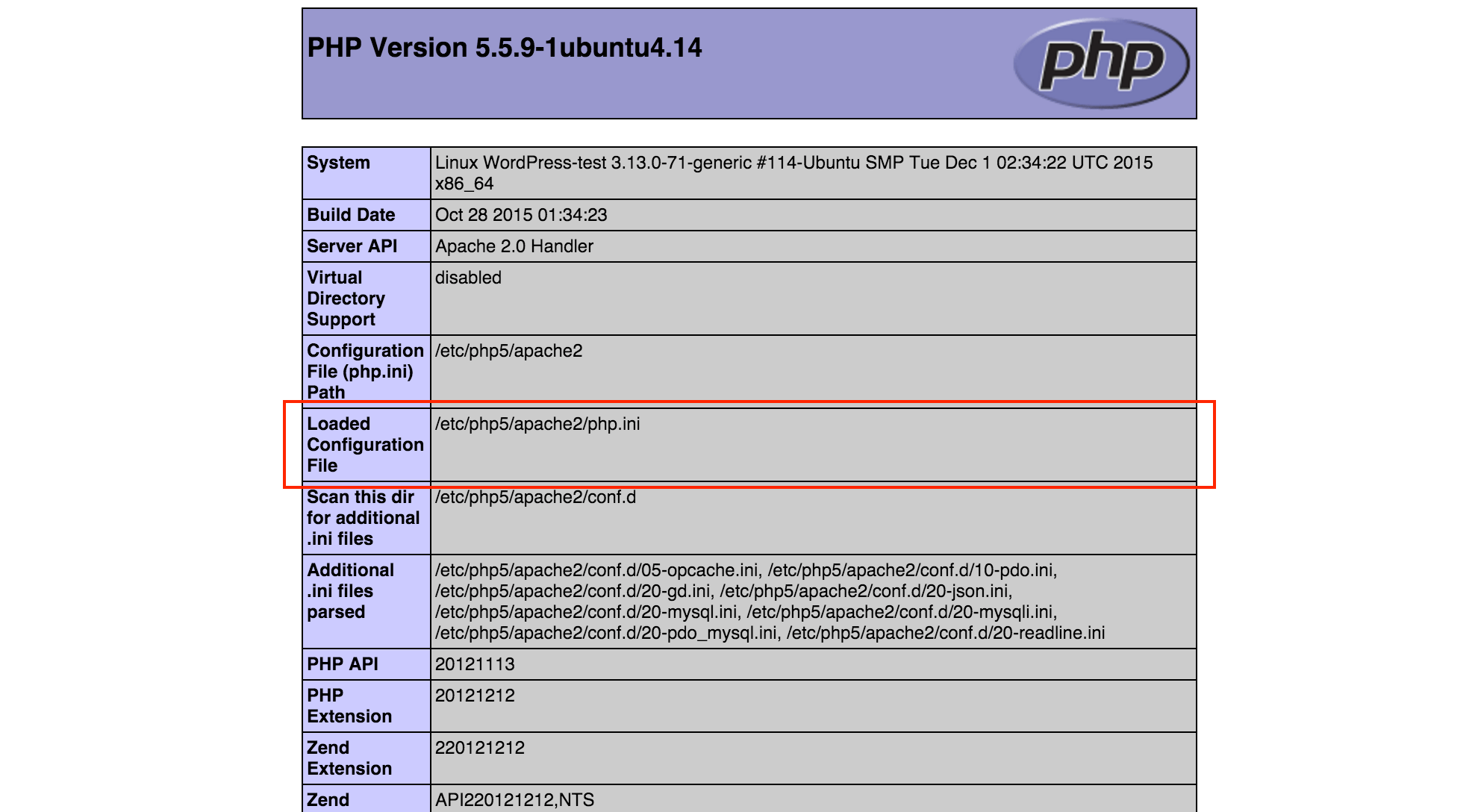 PHP Info Page