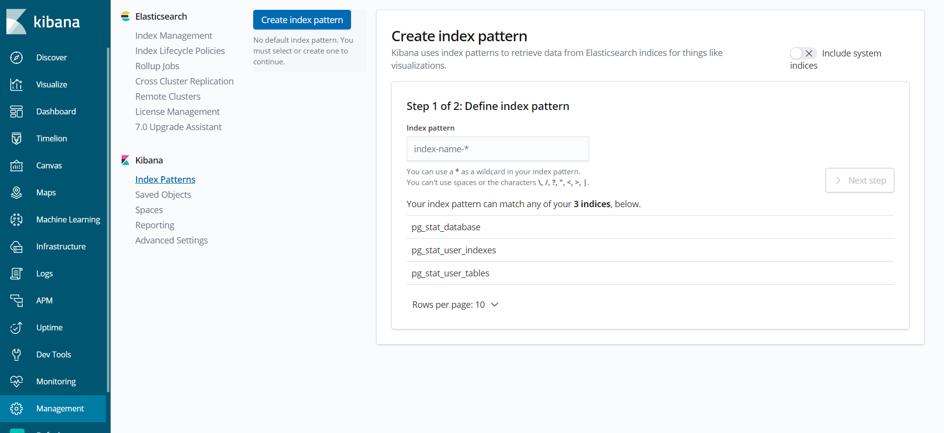 Kibana - Add Index Pattern