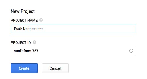 New Google API project