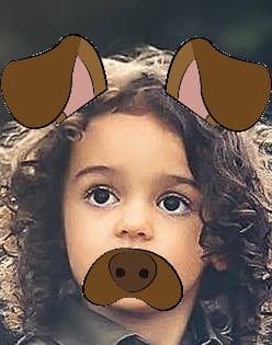 Picture of child with dog mask on