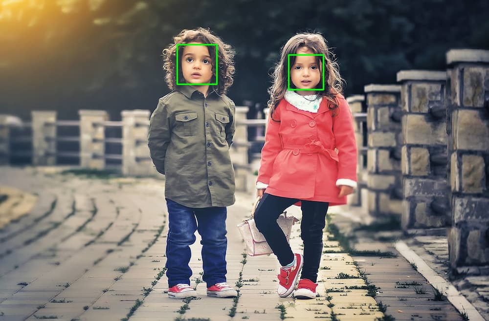 Picture of children with bounding boxes