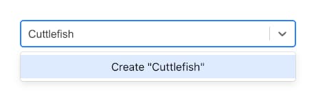 Screenshot of React Select component creating a new Cuttlefish option